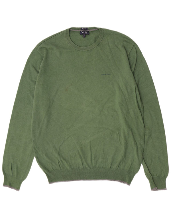 Suéter masculino Armani Jeans de ajuste regular com gola redonda XL algodão verde