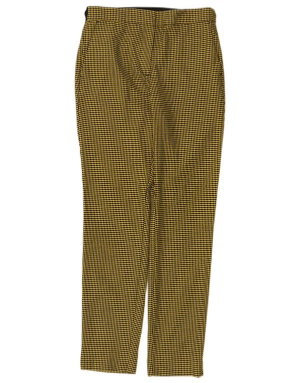 Calça Chino Slim Feminina Zara XS W24 L27 Amarelo Houndstooth Poliéster