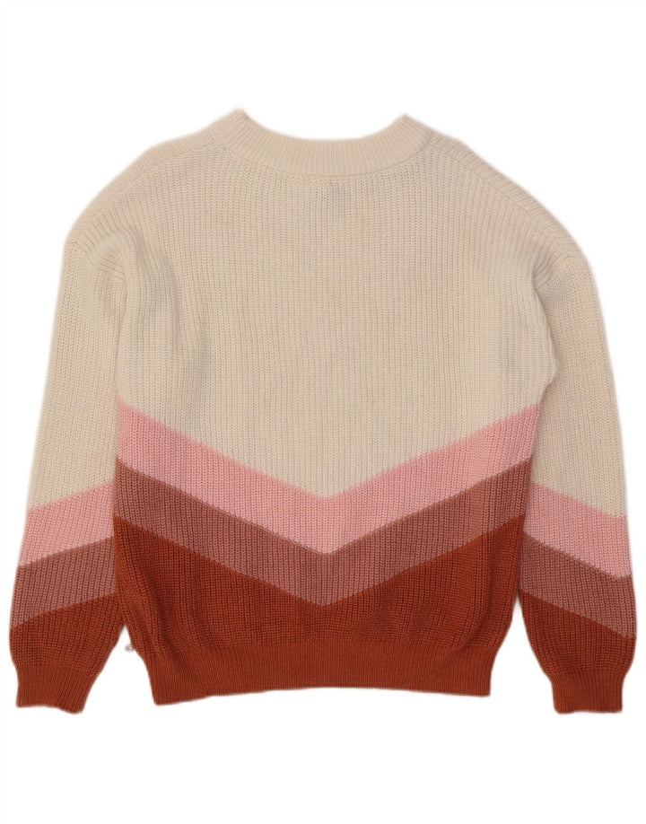 Suéter feminino Roxy com gola canoa UK 14 bloco colorido médio multicolorido
