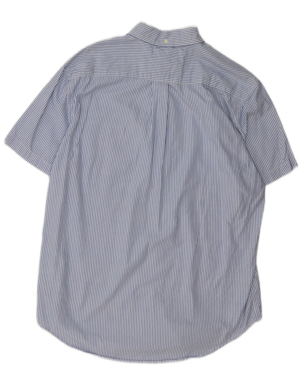 Tommy Hilfiger Camisa masculina de manga curta grande algodão listrado azul