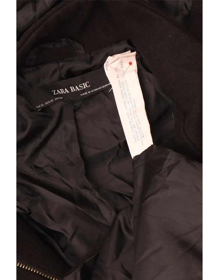Jaqueta bomber com capuz feminina Zara UK 6 XS poliéster preto
