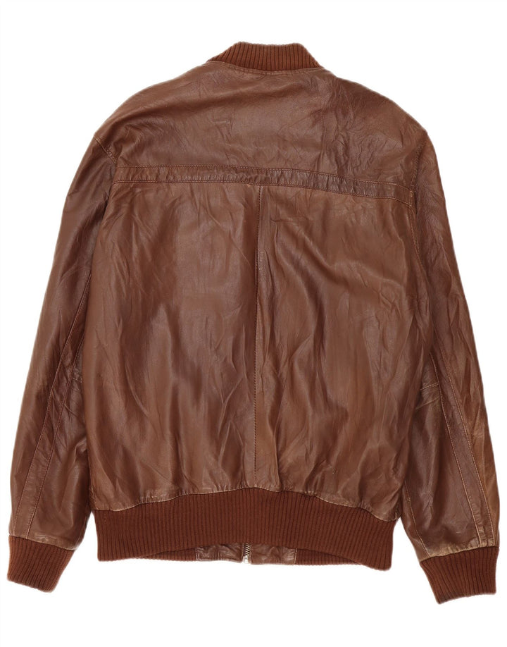 Jaqueta de couro masculina PEPE Jeans UK 40 grande couro marrom