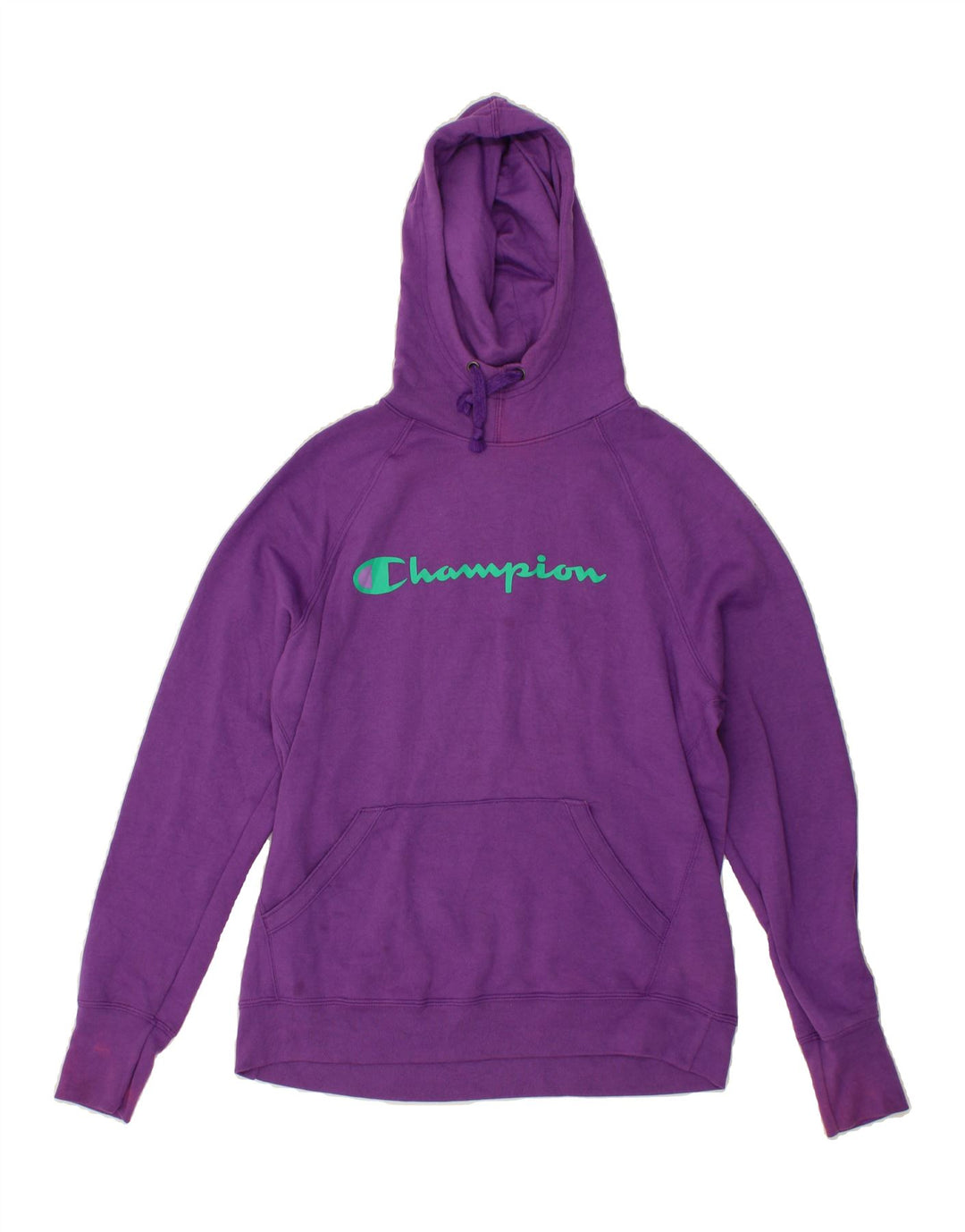 CHAMPION Womens Graphic Hoodie Jumper UK 14 Medium Purple Vintage Champion and Second-Hand Champion from Messina Hembry 