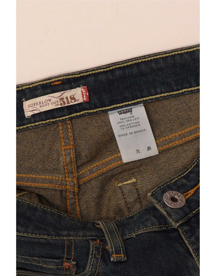 Calça jeans feminina Levi's 518 Super Low Bootcut US 7 Médio W30 L32 Azul Algodão