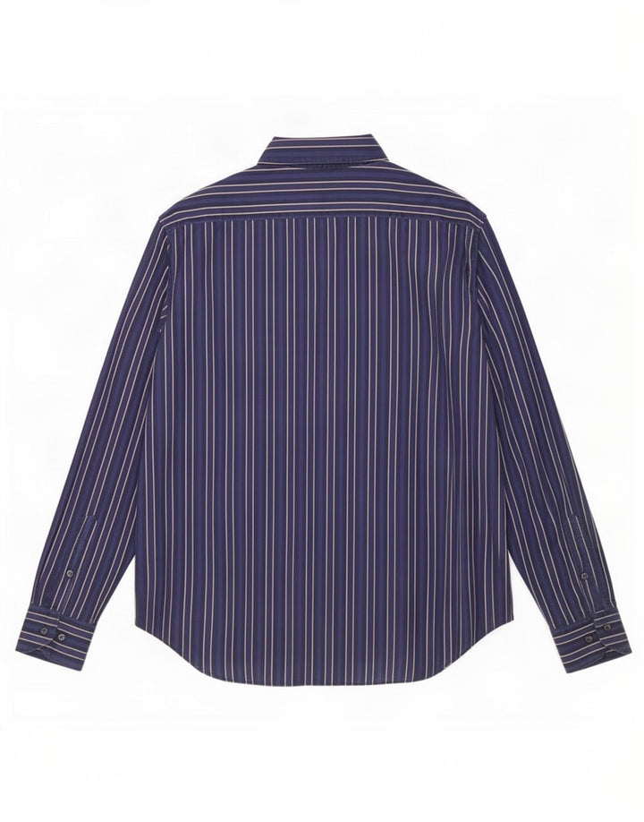 Camisa masculina Etro de algodão listrado azul marinho médio