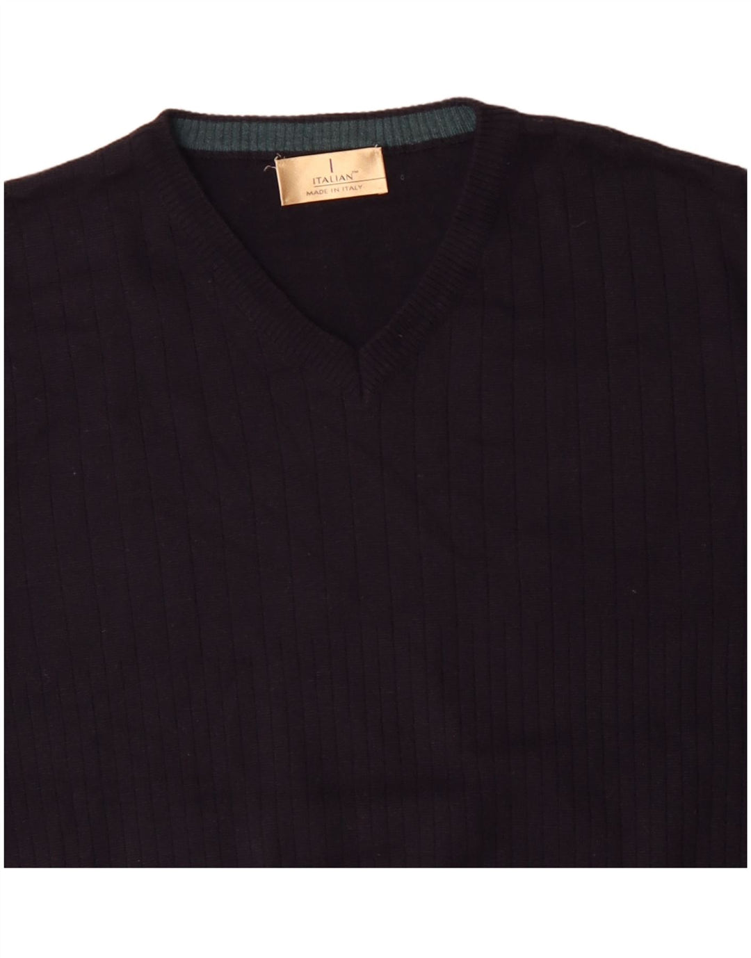 Suéter masculino Marks & Spencer com decote em V grande acrílico azul marinho