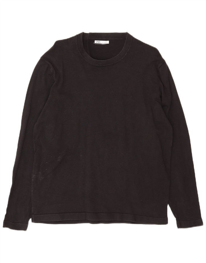 Top feminino Zara manga comprida UK 16 grande preto