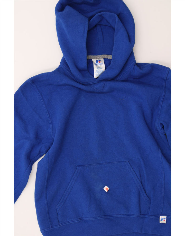 RUSSELL ATHLETIC Boys Hoodie Jumper 8-9 Years Medium Blue Cotton Vintage Russell Athletic and Second-Hand Russell Athletic from Messina Hembry 
