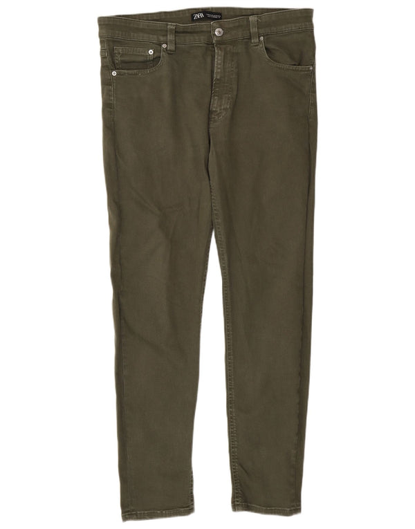 Zara Mens Slim Jeans EU 44 Grande W34 L30 Algodão Cáqui