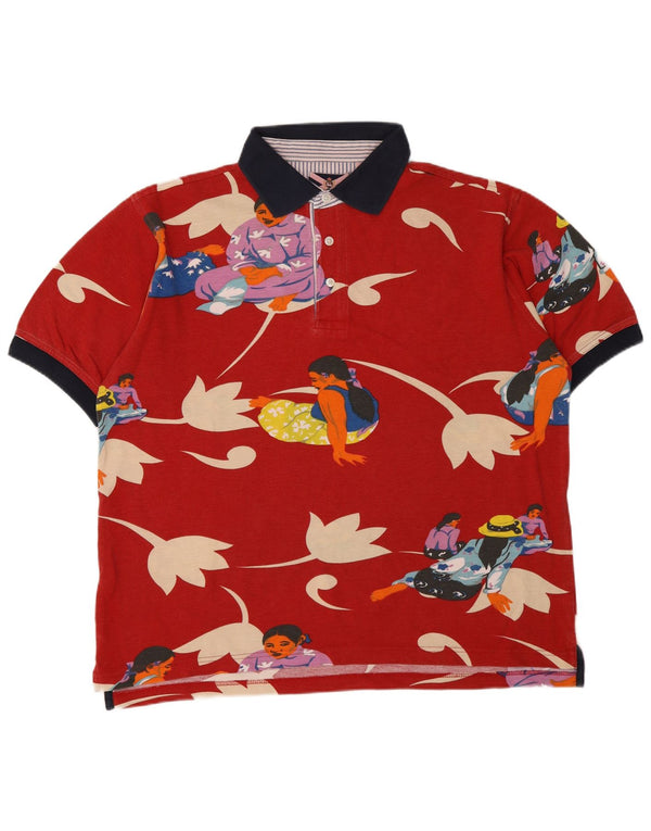 Camisa pólo gráfica masculina Johnny Lambs grande algodão floral vermelho
