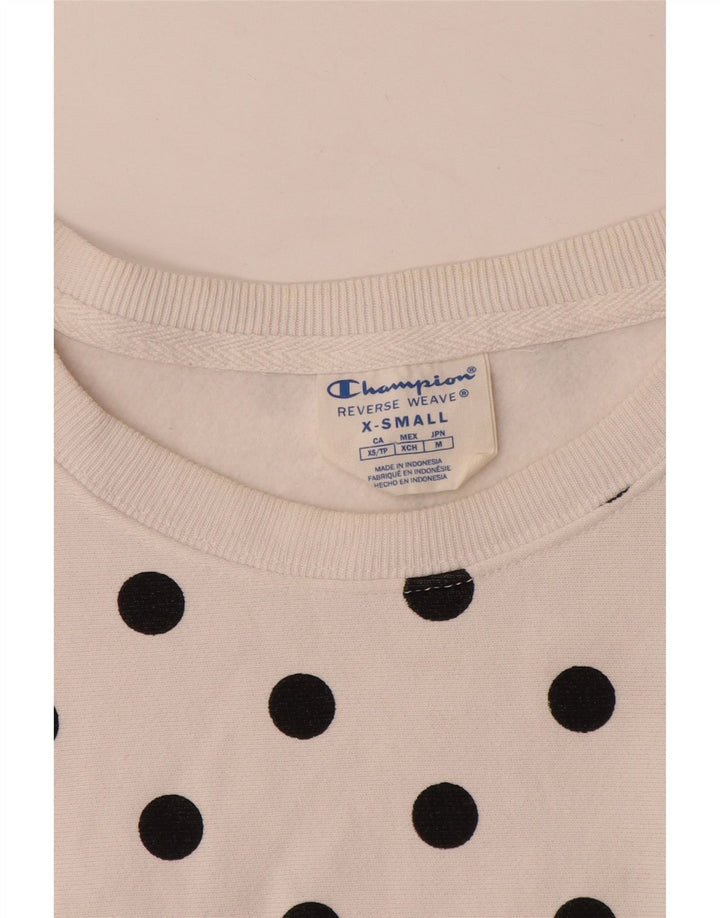 Champion feminino oversized moletom jumper UK 6 XS bolinhas brancas