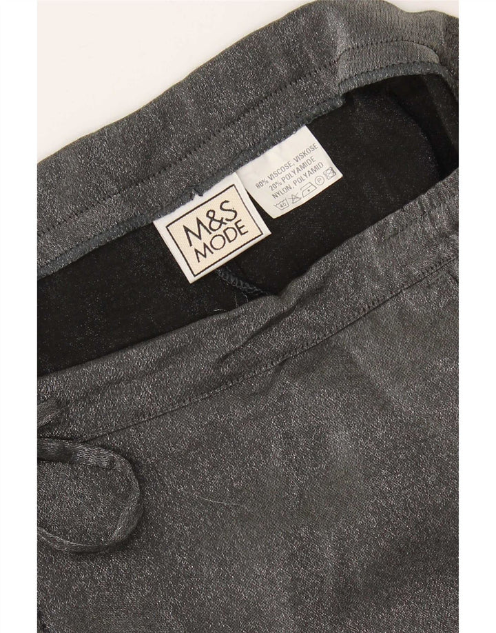 Calça feminina reta casual Marks & Spencer W32 L30 cinza viscose