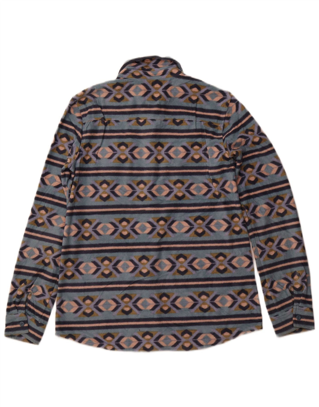 Camisa de lã feminina EDDIE BAUER Reino Unido 12 poliéster azul médio Fair Isle