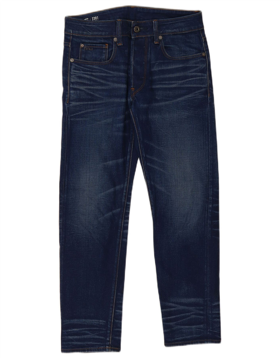 G-STAR feminino 3301 jeans slim W28 L28 algodão azul