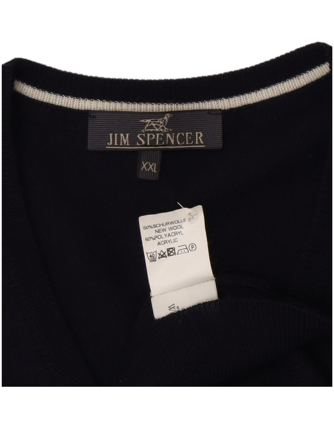 Jim Spencer Colete Masculino Regata 2XL Azul Marinho Argyle/Diamante Nova Lã