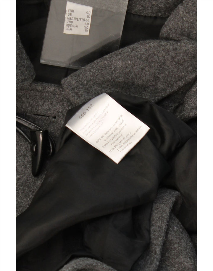 Casaco Duffle feminino com capuz VINTAGE Reino Unido 16 grande lã cinza