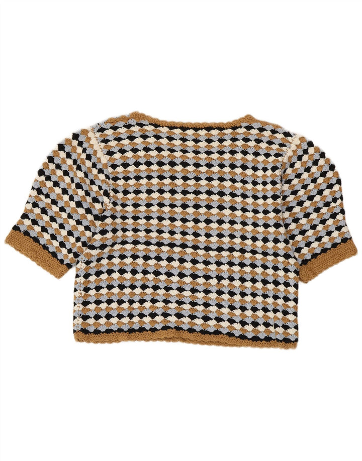 Suéter feminino ZARA com gola canoa e gola canoa Reino Unido 14 grande multicolorido