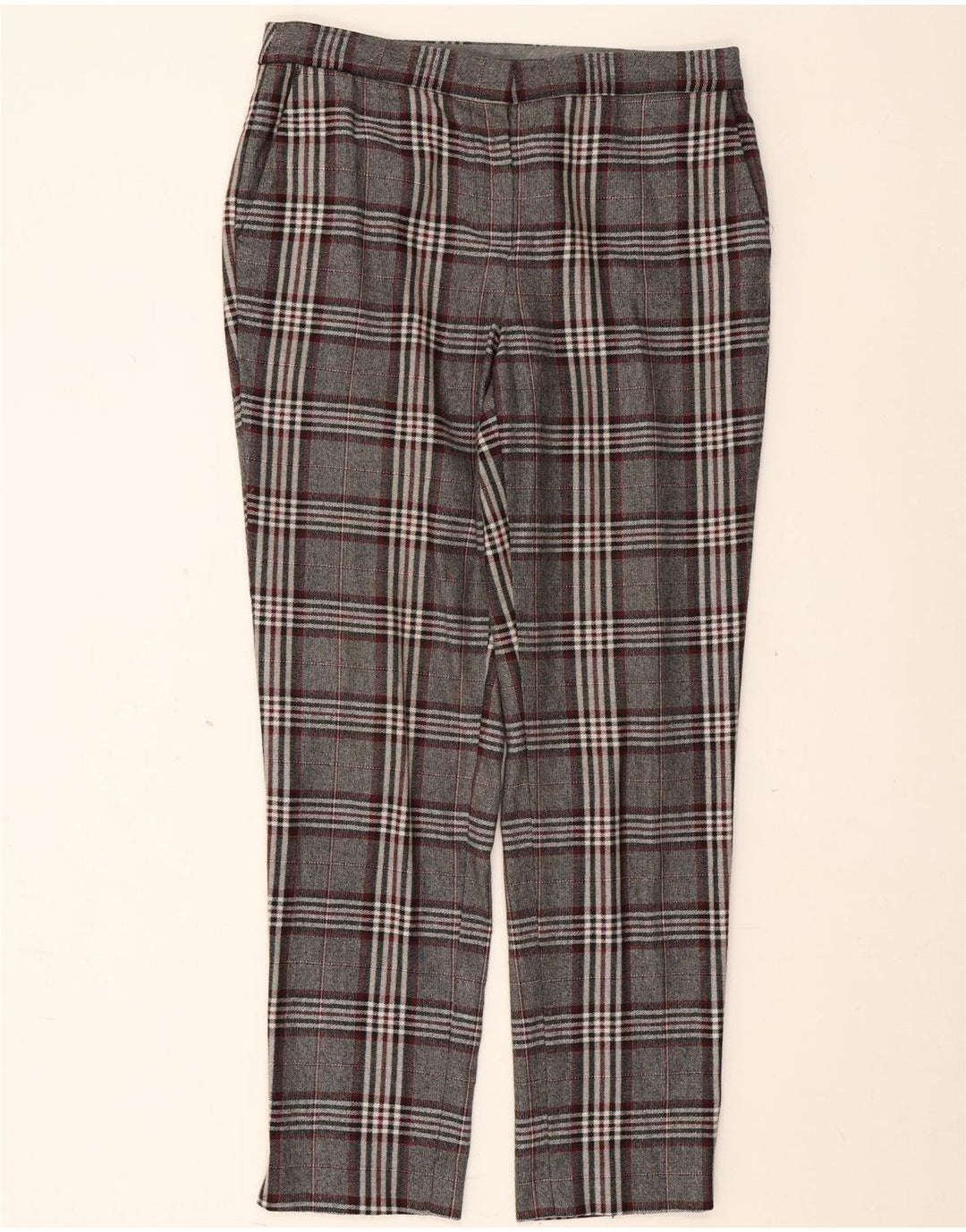 Calça Chino Feminina Massimo Dutti EU 40 Médio W30 L29 Cinza Xadrez