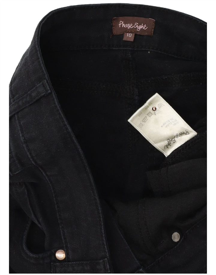 Fase oito jeans femininos slim uk 10 pequeno w32 l32 algodão preto