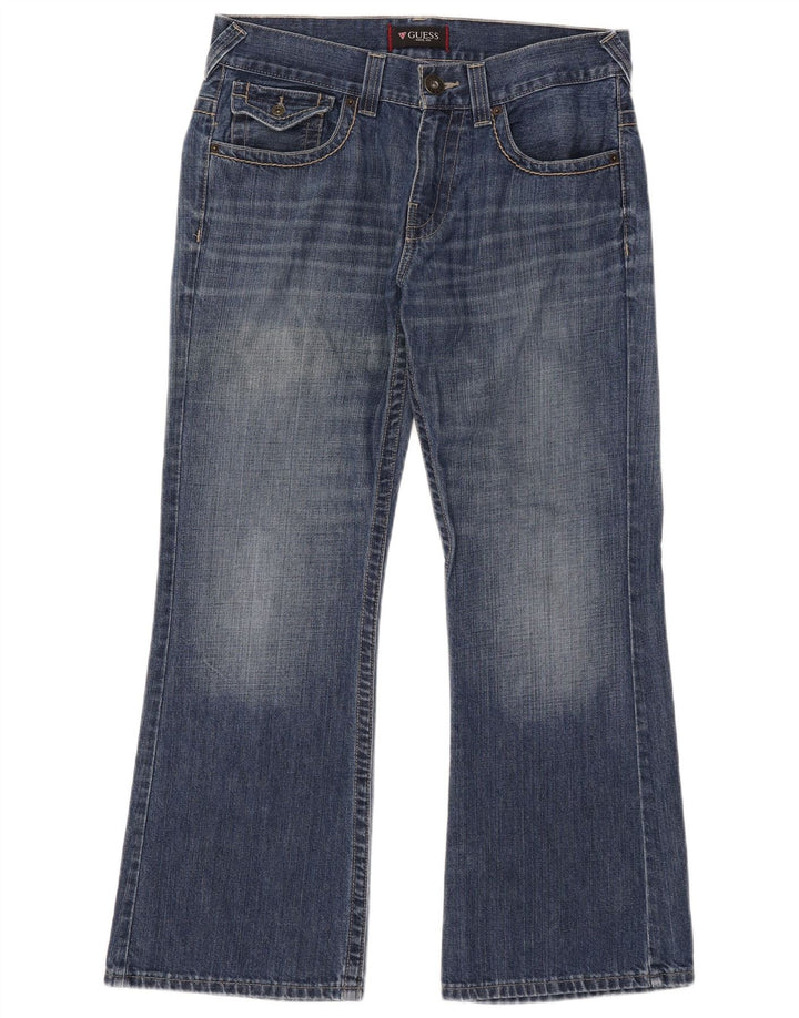 Guess Mens Bootcut Jeans W33 L30 Azul Algodão
