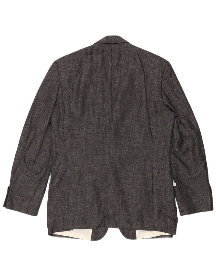 Jaqueta blazer masculina Hugo Boss com 2 botões UE 50 grande lã virgem cinza