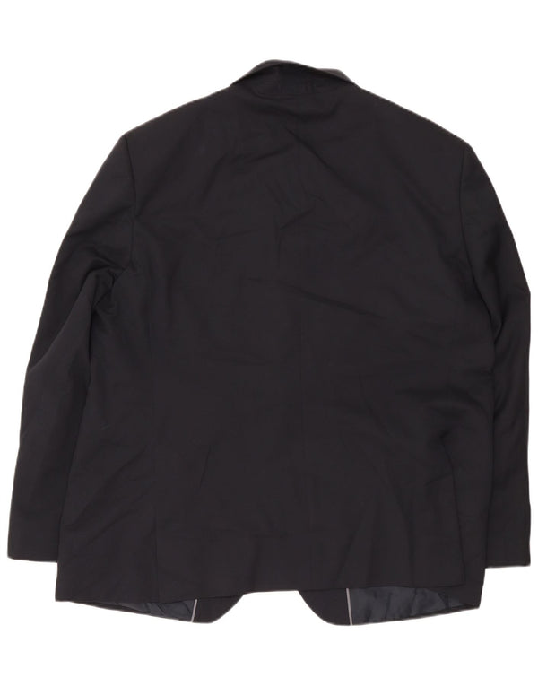 Jaqueta blazer masculina de 2 botões Marks & Spencer Reino Unido 48 4XL azul marinho poliéster