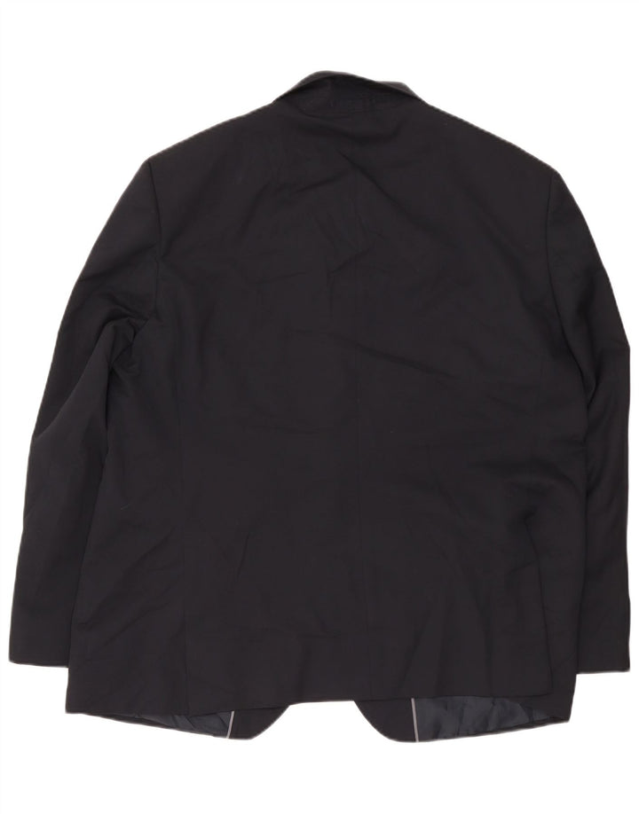 Jaqueta blazer masculina de 2 botões Marks & Spencer Reino Unido 48 4XL azul marinho poliéster