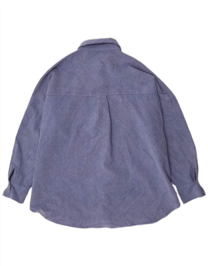 Zara Camiseta feminina oversized Reino Unido 14 poliéster azul médio
