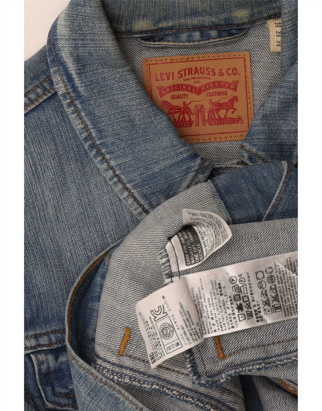 Jaqueta jeans feminina Levi's UK 12 algodão azul médio