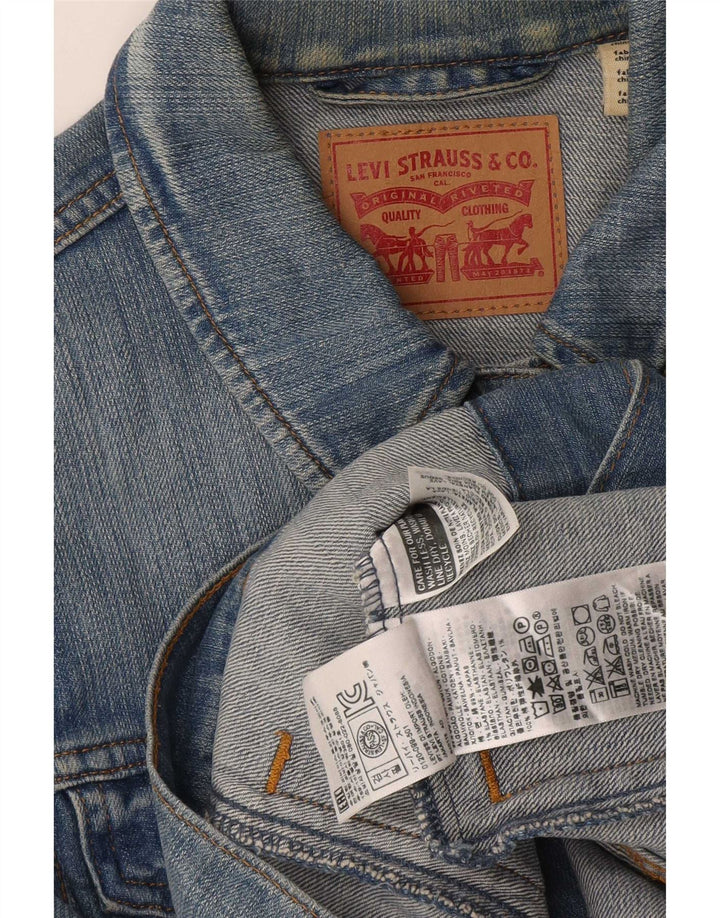 Jaqueta jeans feminina Levi's UK 12 algodão azul médio
