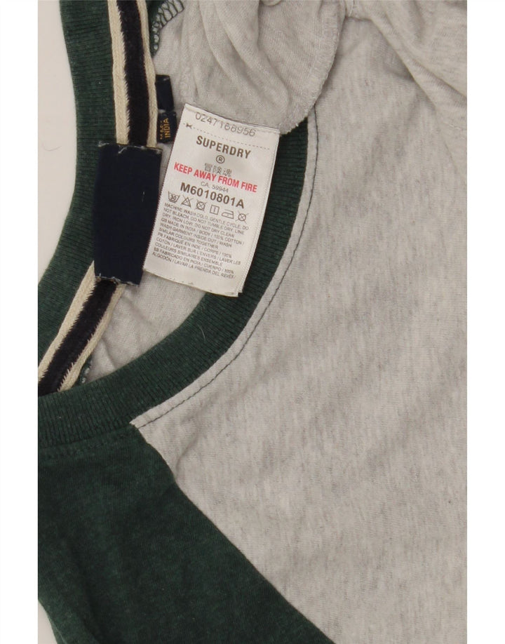 Top masculino Superdry manga comprida cinza médio algodão colorblock