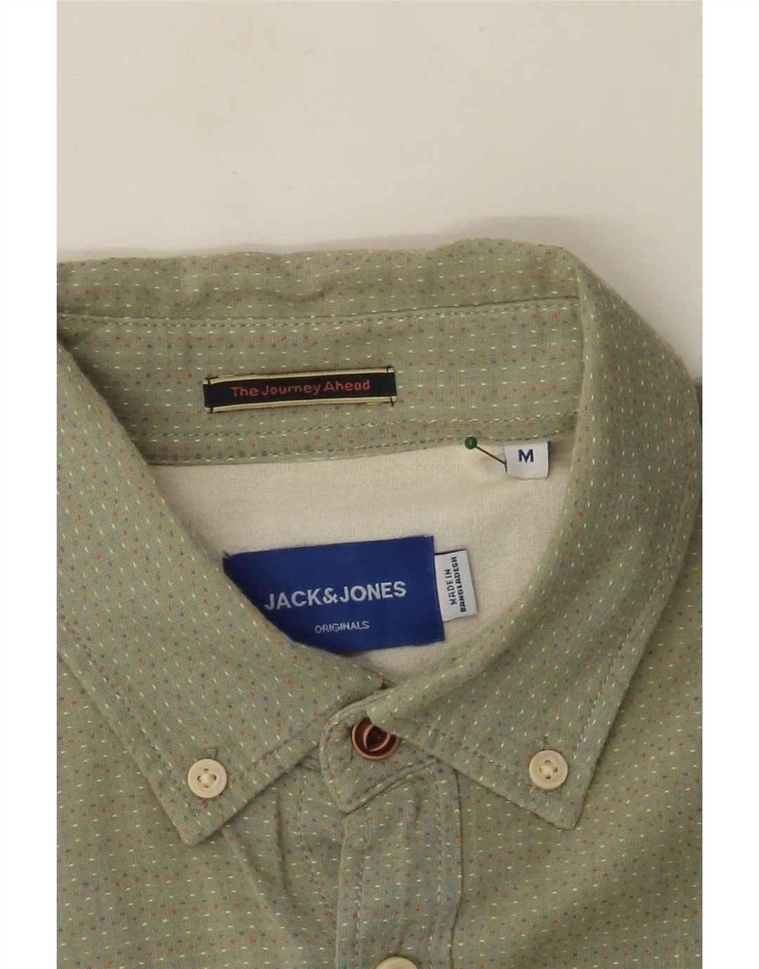 Camisa masculina de manga curta Jack & Jones verde médio manchado