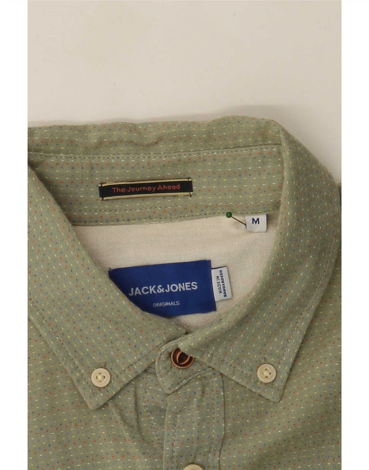 Camisa masculina de manga curta Jack & Jones verde médio manchado