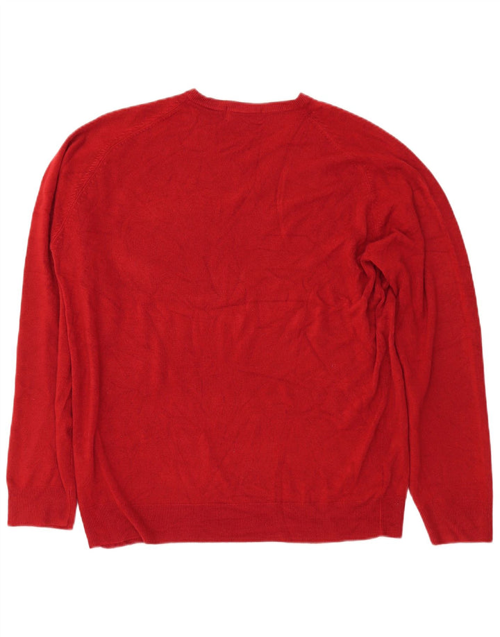 Suéter masculino MARKS & SPENCER Blue Harbor com decote em V grande acrílico vermelho