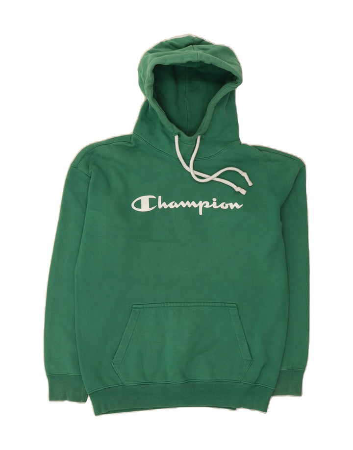 CHAMPION Mens Graphic Hoodie Jumper Small Green Cotton Vintage Champion and Second-Hand Champion from Messina Hembry 