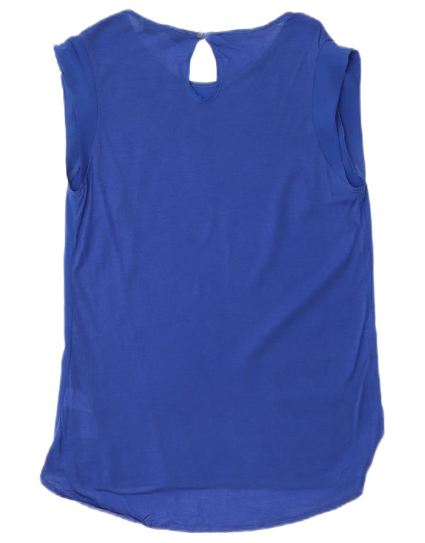 Blusa sem mangas feminina French Connection Top Reino Unido 10 poliéster azul pequeno