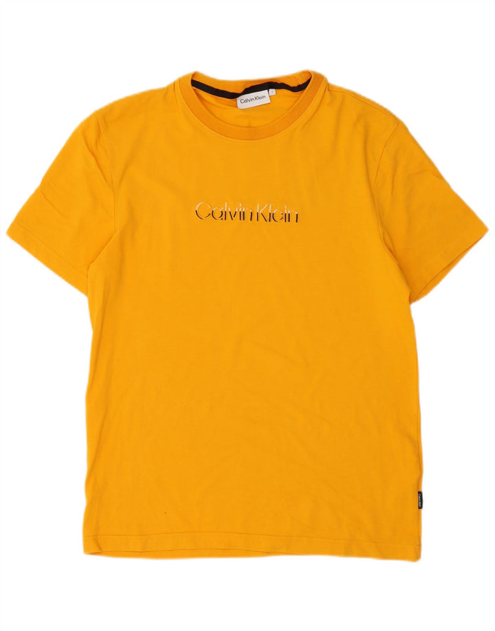 Camiseta masculina Calvin Klein pequena laranja algodão