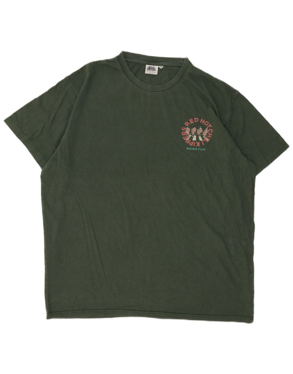 Camiseta gráfica masculina Weird Fish Top 2XL algodão verde