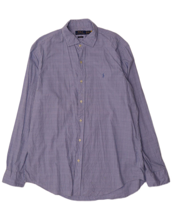 Polo Ralph Lauren Mens Classic Fit Camisa XL Azul Xadrez Algodão