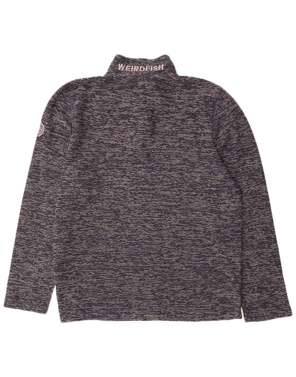 Moletom masculino Weird Fish com zíper e gola XL azul marinho salpicado de acrílico