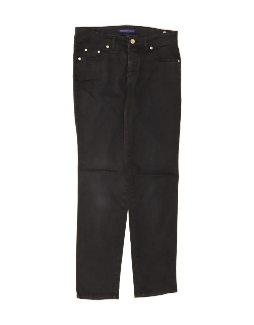 TRUSSARDI Womens Slim Casual Trousers W27 L29 Black Cotton Vintage Trussardi and Second-Hand Trussardi from Messina Hembry 