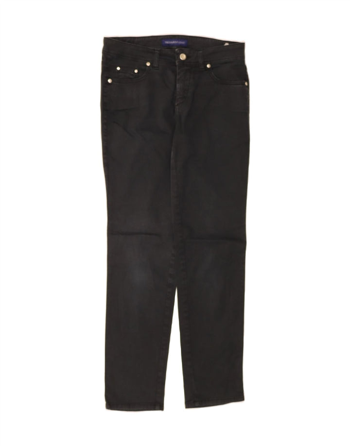 TRUSSARDI Womens Slim Casual Trousers W27 L29 Black Cotton Vintage Trussardi and Second-Hand Trussardi from Messina Hembry 