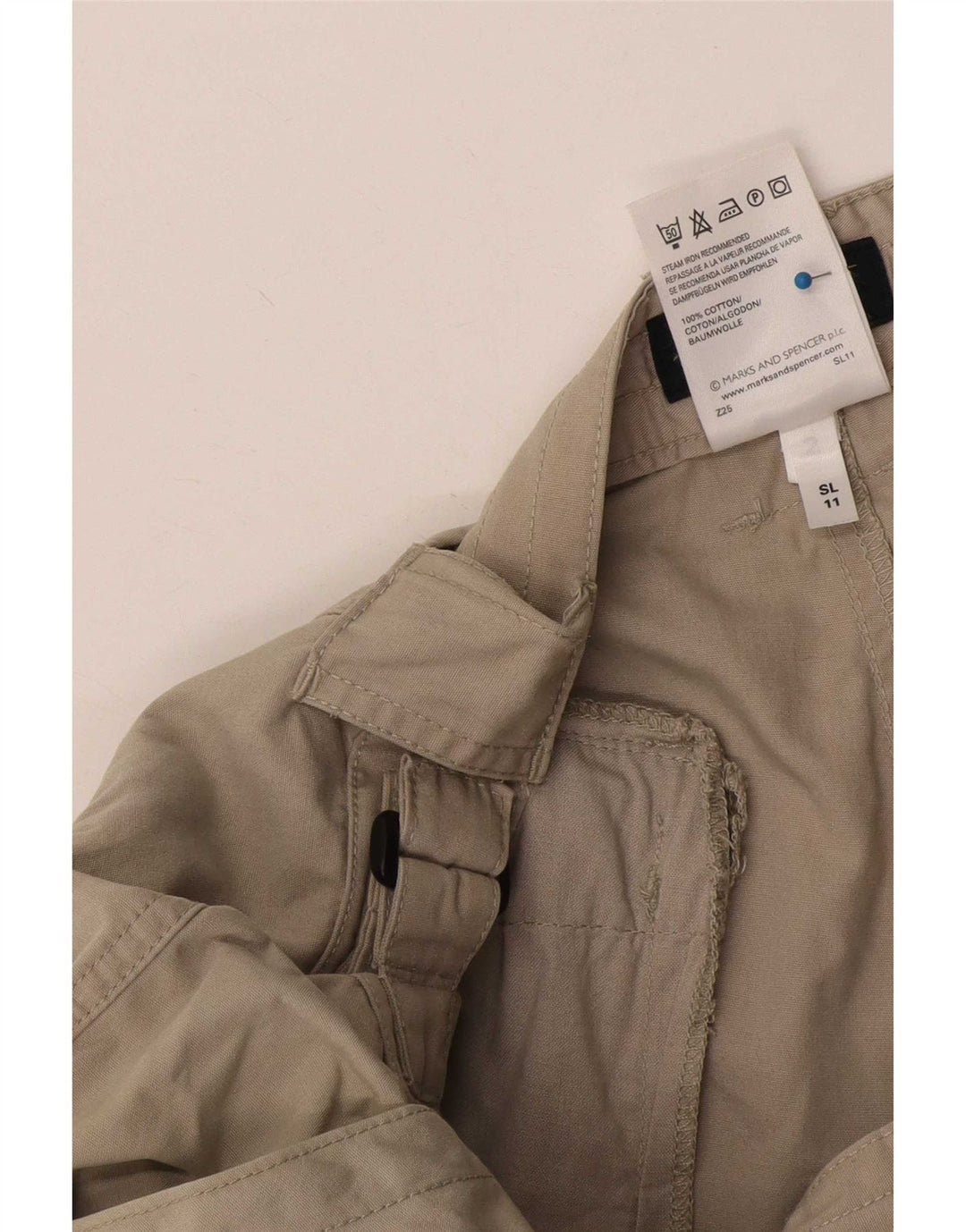 Calça cargo masculina Marks & Spencer Blue Harbour cônica W36 L29 bege