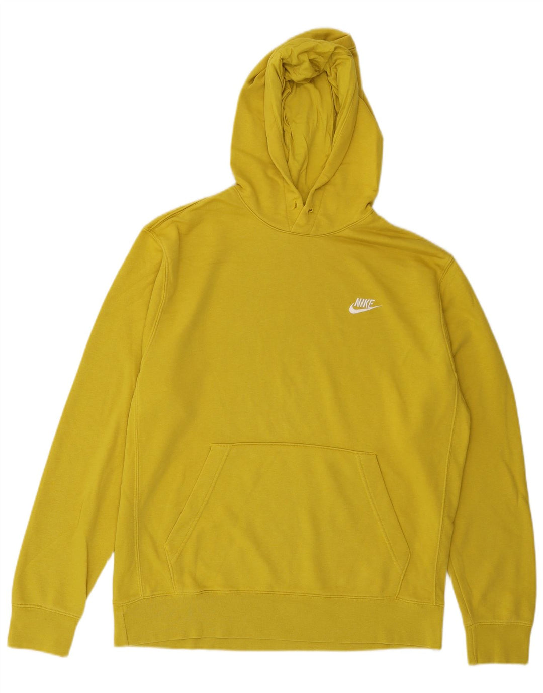 Nike Mens Hoodie Jumper Grande Algodão Amarelo
