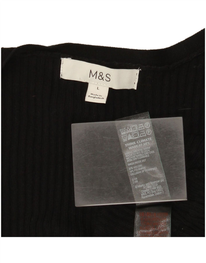 Marks & Spencer Suéter feminino Longline Open Cardigan Reino Unido 16 Grande Preto