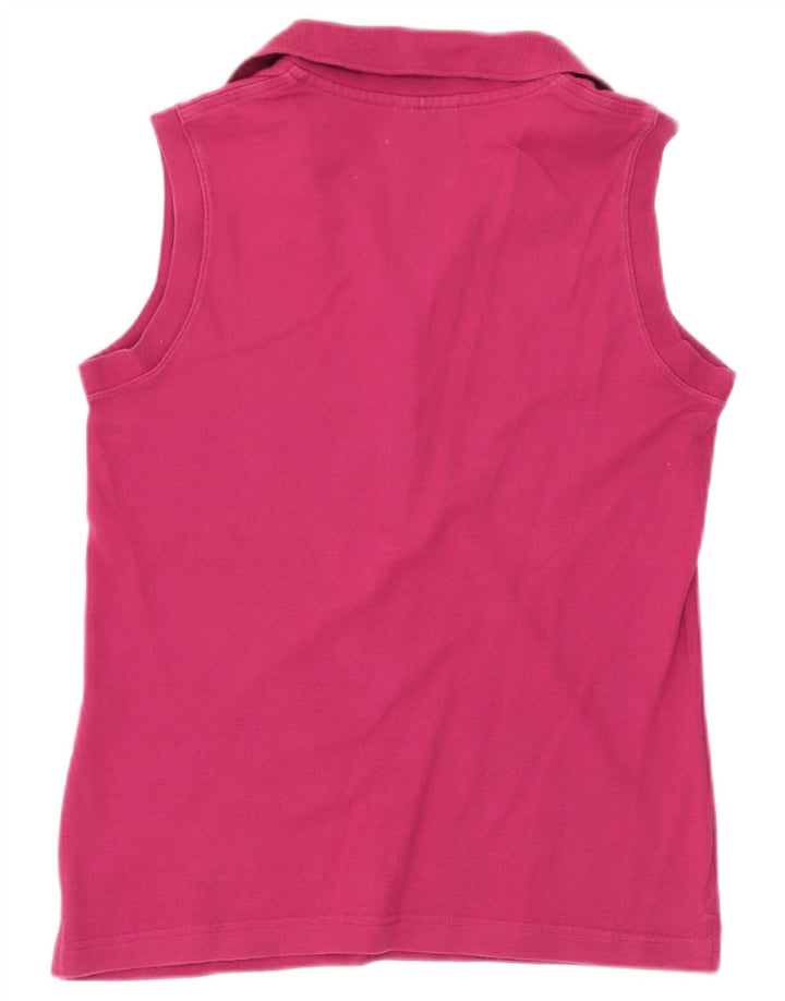 Camisa polo feminina sem mangas Lacoste tamanho 38 algodão rosa médio