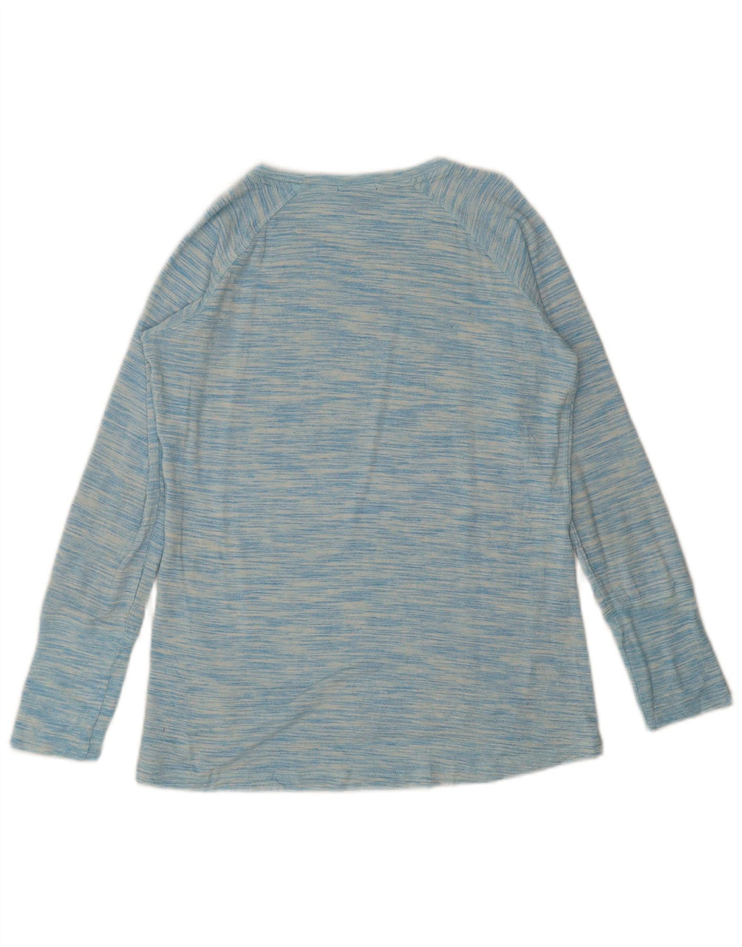 Top feminino Champion de manga comprida UK 14 rayon manchado azul médio