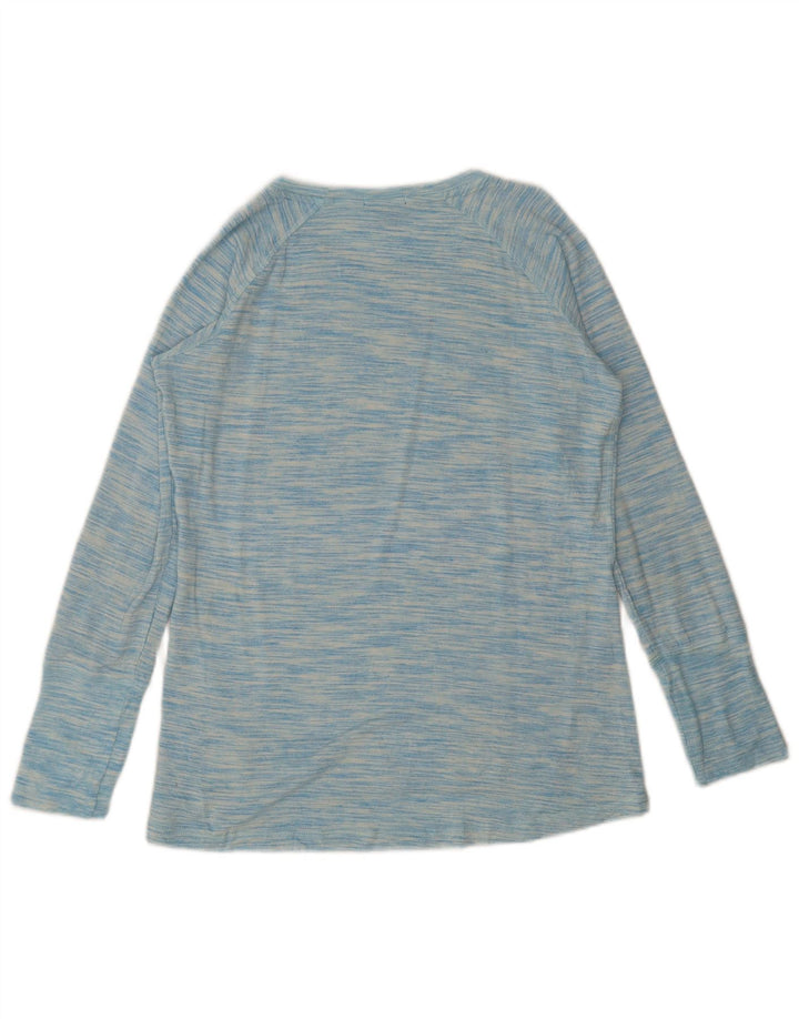 Top feminino Champion de manga comprida UK 14 rayon manchado azul médio
