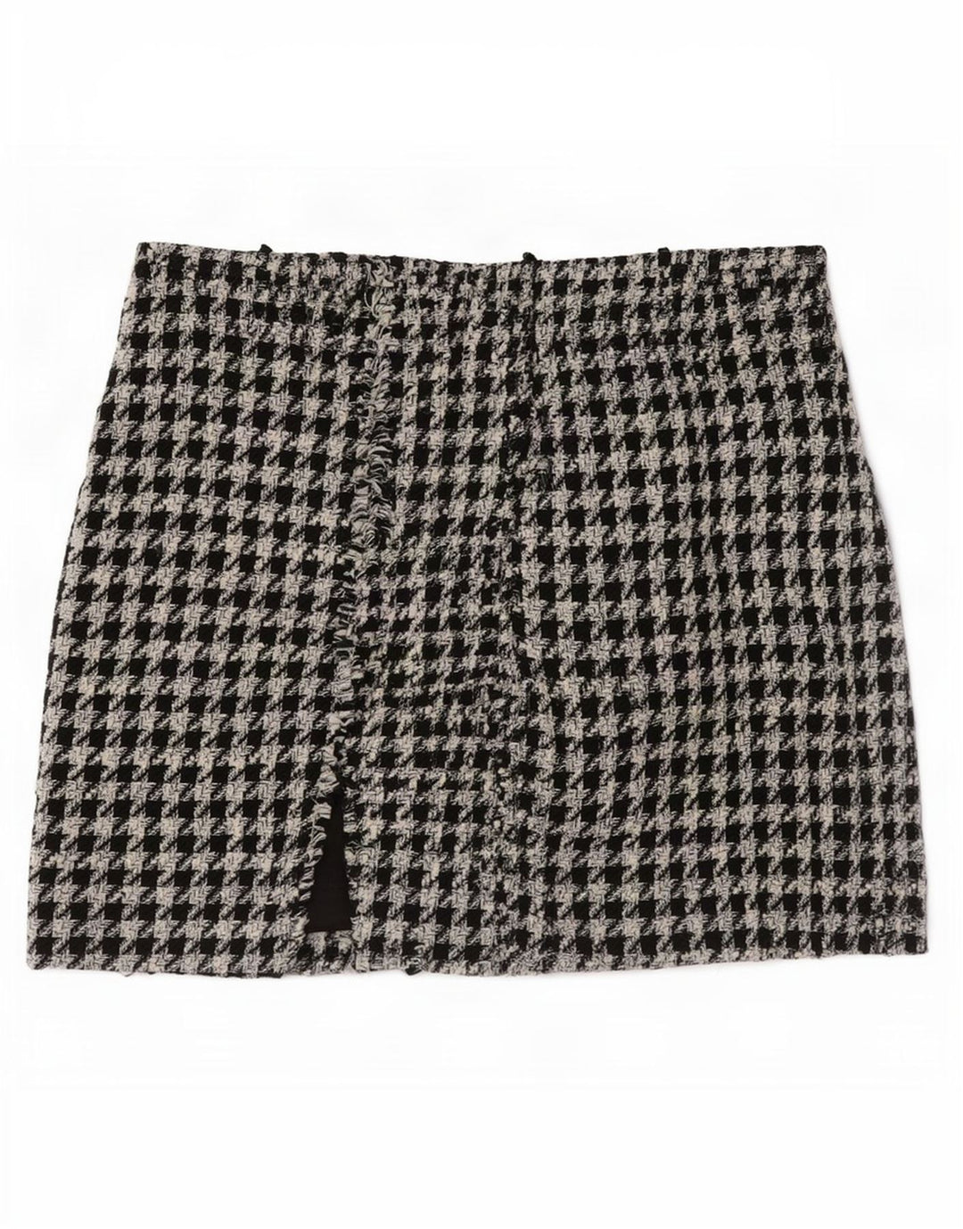 Mini saia feminina Zara pequena W26 poliéster preto houndstooth