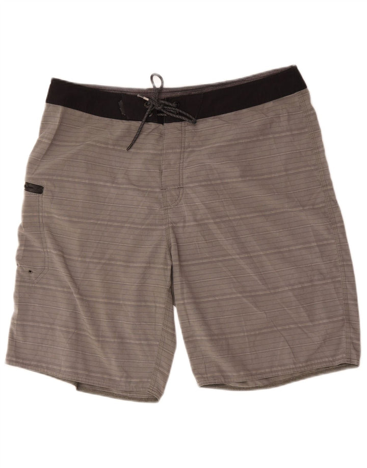 Rip Curl Shorts de banho masculino grande poliéster listrado cinza